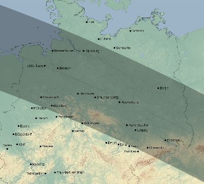 Map of the eclipse path across Germany on 07/23/2093