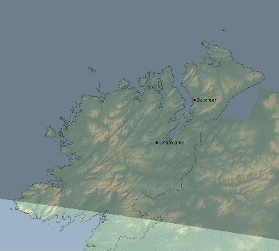 Map of the eclipse path across Ireland on 07/23/2093