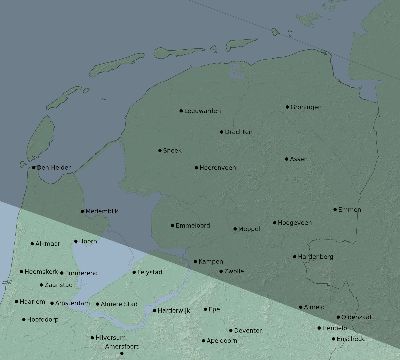 Map of the eclipse path across Netherlands on 07/23/2093
