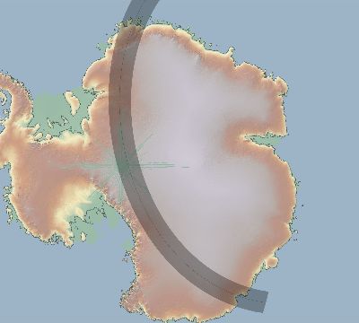Map of the eclipse path across Antarctica on 01/16/2094