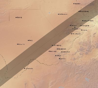 Map of the eclipse path across Botswana on 06/02/2095