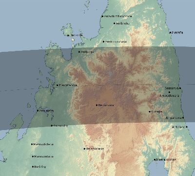 Map of the eclipse path across Madagascar on 06/02/2095