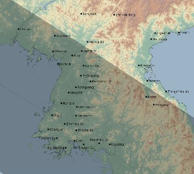 Map of the eclipse path across North Korea on 11/27/2095