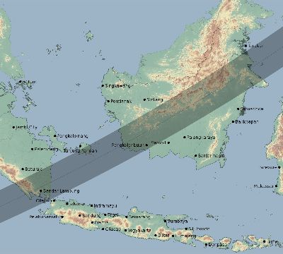 Map of the eclipse path across Indonesia on 05/22/2096