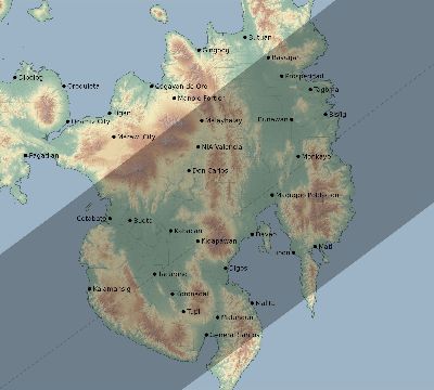 Map of the eclipse path across Philippines on 05/22/2096