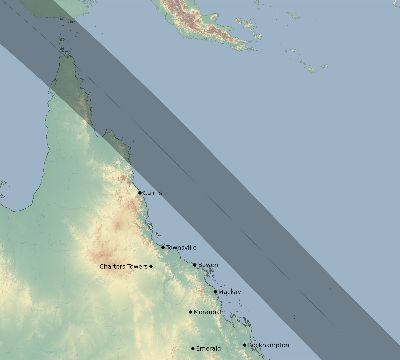 Map of the eclipse path across Australia on 11/15/2096
