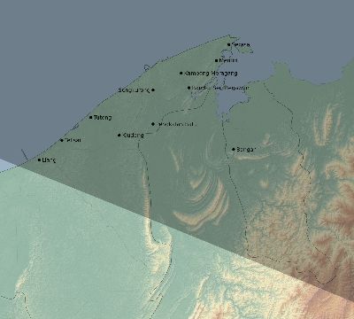 Map of the eclipse path across Brunei on 11/15/2096