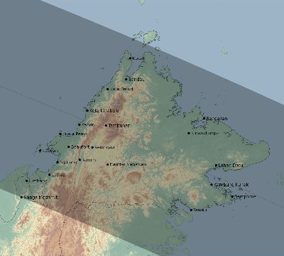 Map of the eclipse path across Malaysia on 11/15/2096