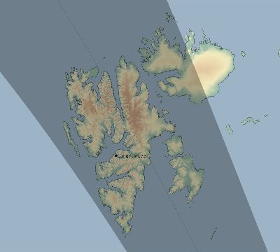 Map of the eclipse path across Svalbard and Jan Mayen on 05/11/2097