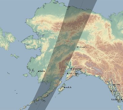 Map of the eclipse path across United States on 05/11/2097