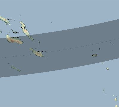 Map of the eclipse path across Solomon Islands on 03/10/2100