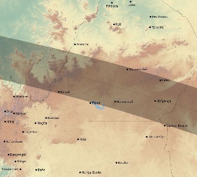 Map of the eclipse path across Cameroon on 09/04/2100