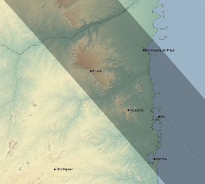 Map of the eclipse path across Mozambique on 09/04/2100