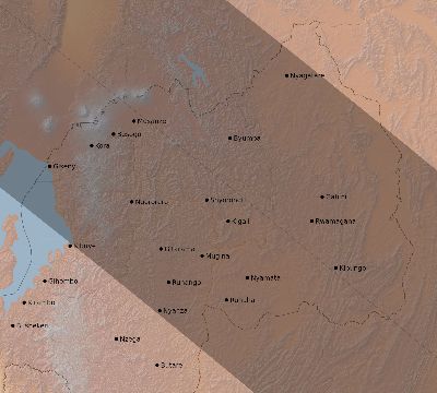 Map of the eclipse path across Rwanda on 09/04/2100