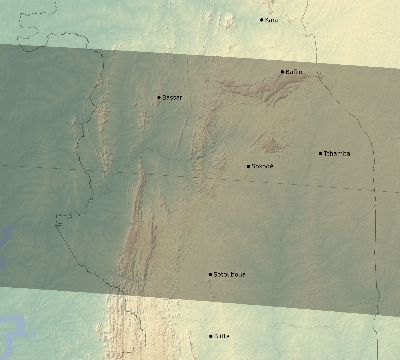 Map of the eclipse path across Togo on 09/04/2100