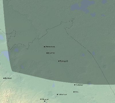 Map of the eclipse path across Kazakhstan on 02/28/2101