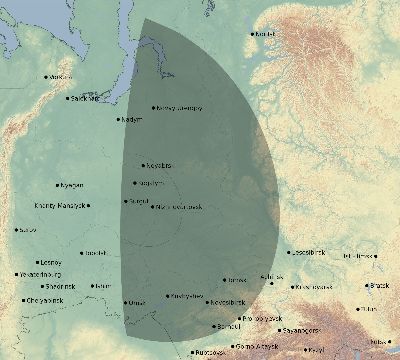 Map of the eclipse path across Russia on 02/28/2101