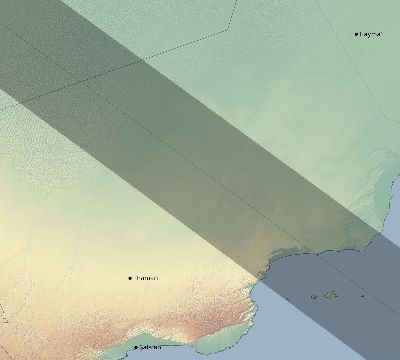 Map of the eclipse path across Oman on 07/04/2103