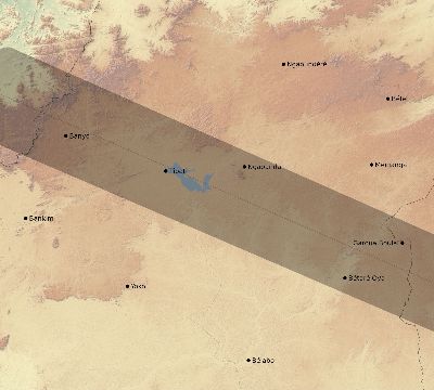 Map of the eclipse path across Cameroon on 12/29/2103