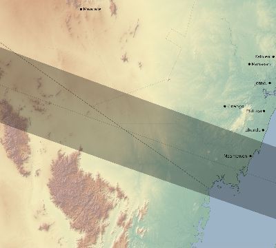 Map of the eclipse path across Kenya on 12/29/2103