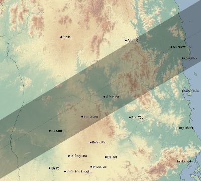 Map of the eclipse path across Vietnam on 12/29/2103