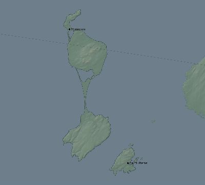 Map of the eclipse path across Saint Pierre and Miquelon on 05/03/2106