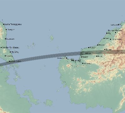 Map of the eclipse path across Malaysia on 04/23/2107