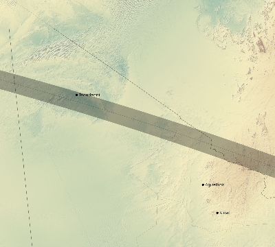 Map of the eclipse path across Mali on 10/16/2107