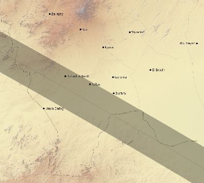 Map of the eclipse path across Sudan on 10/16/2107