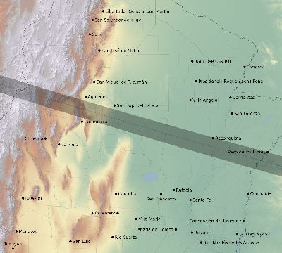 Map of the eclipse path across Argentina on 02/08/2111