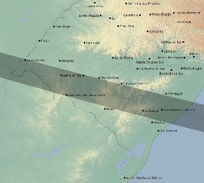 Map of the eclipse path across Brazil on 02/08/2111