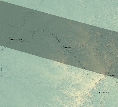 Map of the eclipse path across Uruguay on 02/08/2111