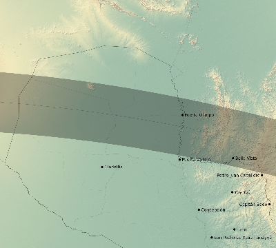 Map of the eclipse path across Paraguay on 06/13/2113