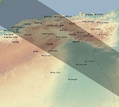 Map of the eclipse path across Algeria on 12/08/2113