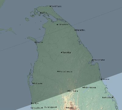 Map of the eclipse path across Sri Lanka on 12/08/2113