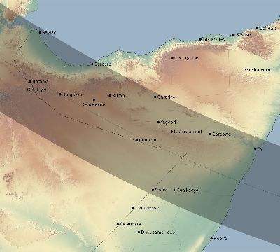 Map of the eclipse path across Somalia on 12/08/2113