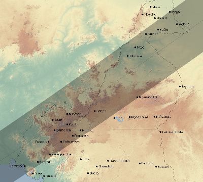 Map of the eclipse path across Cameroon on 06/03/2114