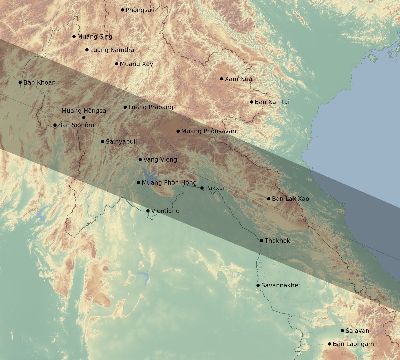 Map of the eclipse path across Laos on 06/03/2114