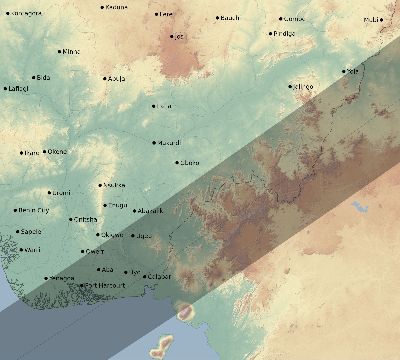 Map of the eclipse path across Nigeria on 06/03/2114
