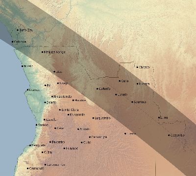 Map of the eclipse path across Angola on 11/27/2114