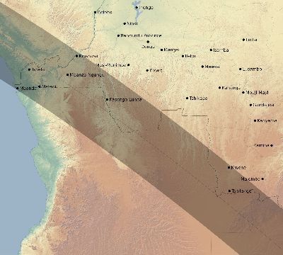 Map of the eclipse path across DR Congo on 11/27/2114