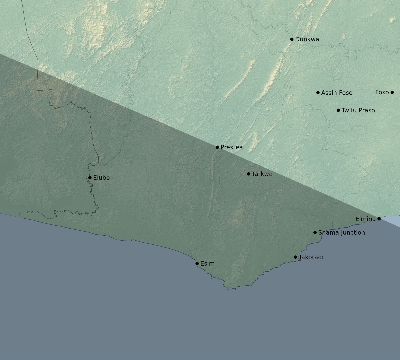 Map of the eclipse path across Ghana on 11/27/2114