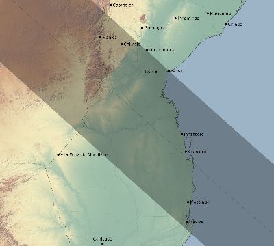 Map of the eclipse path across Mozambique on 11/27/2114