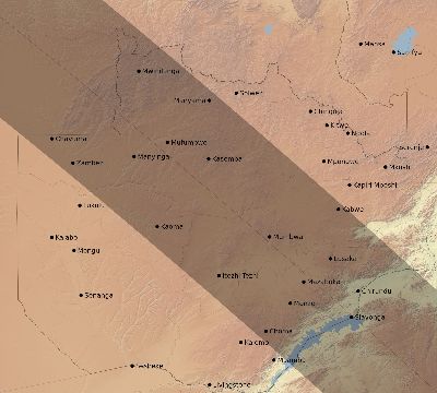 Map of the eclipse path across Zambia on 11/27/2114
