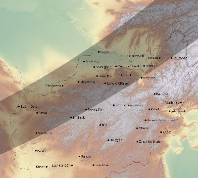 Map of the eclipse path across Afghanistan on 05/24/2115