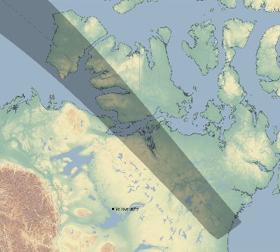 Map of the eclipse path across Canada on 05/24/2115