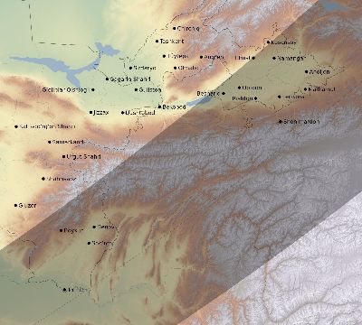 Map of the eclipse path across Uzbekistan on 05/24/2115