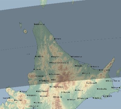 Map of the eclipse path across Japan on 03/22/2118