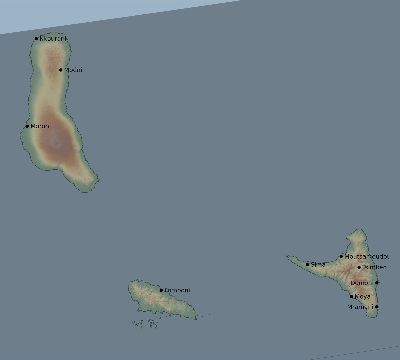 Map of the eclipse path across Comoros on 03/22/2118