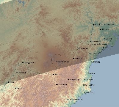 Map of the eclipse path across North Korea on 03/22/2118